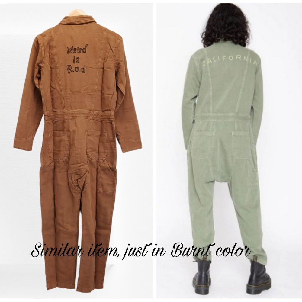 Free People x Sandrine Rose Zip Embroidered Denim Jumpsuit "Weird is Rad" - Picture 11 of 11